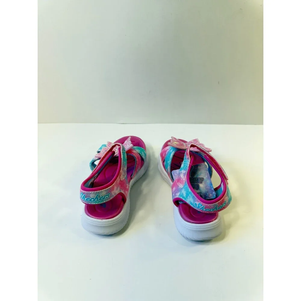Skechers Kids Girls Jumpsters Sandal-Butterfly Brites Sandal, Pink/Multi, 11
